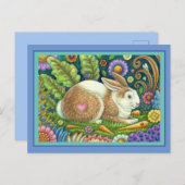 フォークアートラビット&シークレットガーデンのブルーバード ポストカード (正面/裏面)