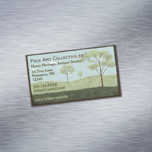 フォークアートランドスケープ初期のアメリカーナ マグネット名刺 (インサイチュ)