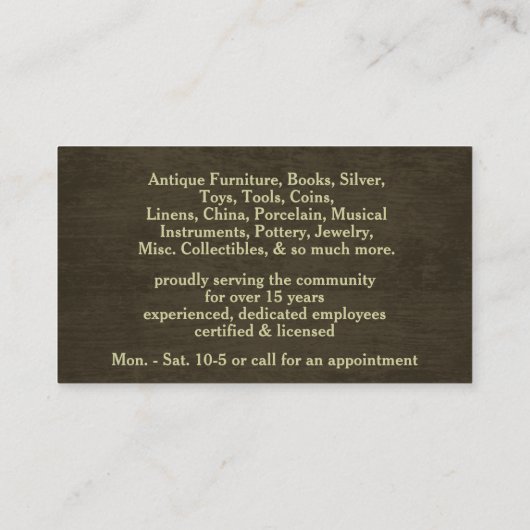 フォークアートランドスケープ初期のアメリカーナ 名刺 (裏面)