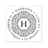 フォークアートリースモノグラム差出人住所 セルフインキングスタンプ (デザイン)