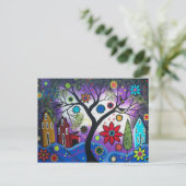 フォークアートレインボートワイライトバイロリエバレット葉書 ポストカード (スタンド正面)