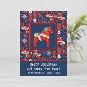 フォークアートレッドスウェーデンダラホースフォークアートパターン シーズンカード (スタンド正面)