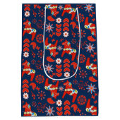 フォークアートレッドスウェーデンダラホースフォークアートパターン ミディアムペーパーバッグ (裏面)