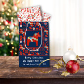 フォークアートレッドスウェーデンダラホースフォークアートパターン ミディアムペーパーバッグ