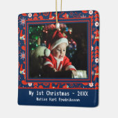 フォークアートレッドスウェーデンダラホースマイクリスマス セラミックオーナメント (左)