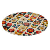 フォークアートレトロフローラモザイクコーズ カッティングボード (角)