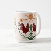 フォークアートロスターサンシャインシンメトリデザイン コーヒーマグカップ (正面右)