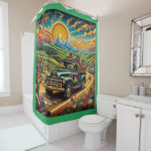 フォークアートロードトリップ シャワーカーテン (インサイチュ)