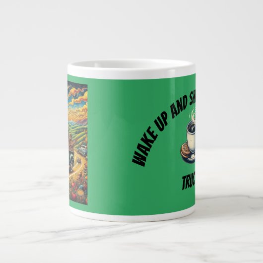 フォークアートロードトリップ ジャンボコーヒーマグカップ (正面)