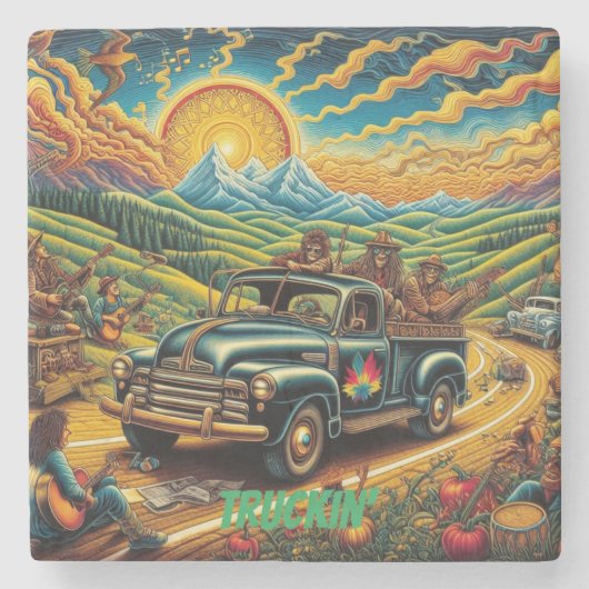 フォークアートロードトリップ ストーンコースター (正面)