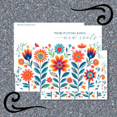 フォークアートワイルドフラワーの動きを伝える ポストカード