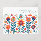 フォークアートワイルドフラワーの動きを伝える ポストカード (正面)