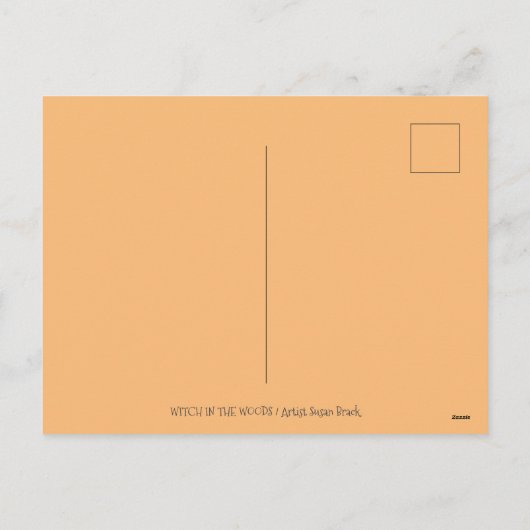 フォークアート不気味ウィッチ森の黒猫とフクロウ シーズンポストカード (裏面)