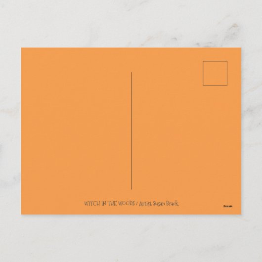 フォークアート不気味ウィッチ森の黒猫とフクロウ シーズンポストカード (裏面)