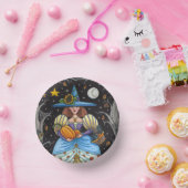 フォークアート不気味ウィッチ森の黒猫とフクロウ ペーパーボウル (パーティー)