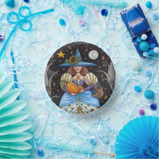 フォークアート不気味ウィッチ森の黒猫とフクロウ ペーパーボウル (パーティー)