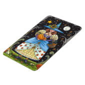 フォークアート不気味ウィッチ森の黒猫とフクロウ マグネット (左側)