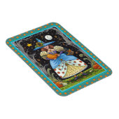 フォークアート不気味ウィッチ森の黒猫とフクロウ マグネット (右側)