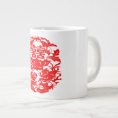フォークアート中国のダブルハピネスラブバード ジャンボコーヒーマグカップ (正面右)