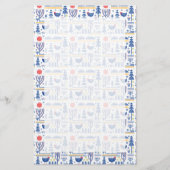 フォークアート冬鳥模様 便箋 (正面)