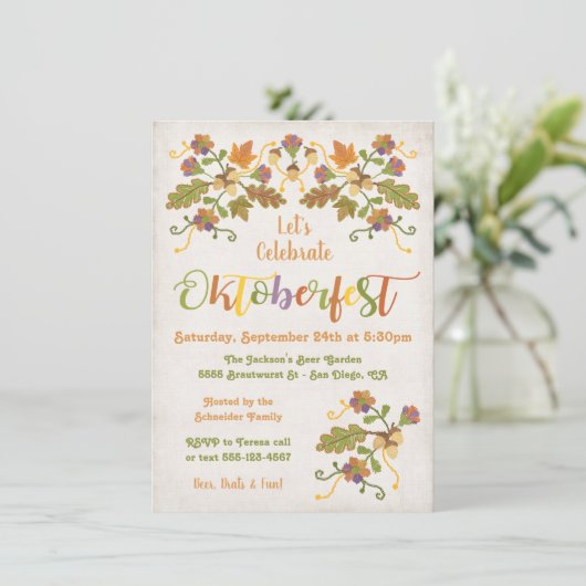 フォークアート刺繍オクトーバーフェスト招待状 招待状 (スタンド正面)