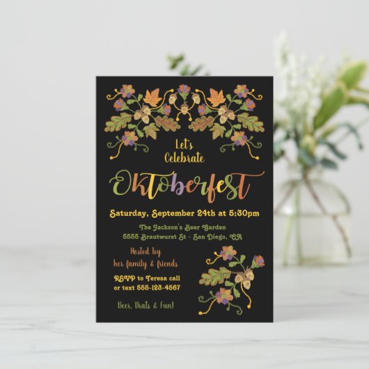 フォークアート刺繍オクトーバーフェスト招待状 招待状 (スタンド正面)