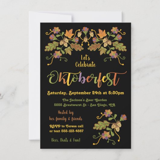 フォークアート刺繍オクトーバーフェスト招待状 招待状 (正面)