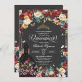 フォークアート刺繍バタフライフローラキンセアニェラ  招待状 (正面/裏面)