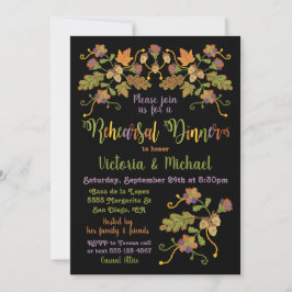 フォークアート刺繍秋秋リハーサルディナー 招待状