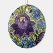 フォークアート刺繍花 セラミックオーナメント (左)