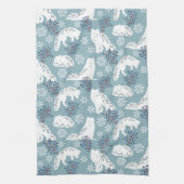 フォークアート北極キツネインザスノーウィズホリー キッチンタオル (縦)