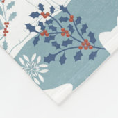 フォークアート北極キツネインザスノーウィズホリー フリースブランケット (角)