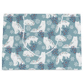 フォークアート北極キツネインザスノーウィズホリー ラージペーパーバッグ (正面)