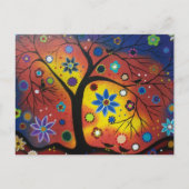 フォークアート夕日のはがきを待つ ポストカード (正面)