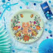 フォークアート子猫 ペーパープレート (パーティー)