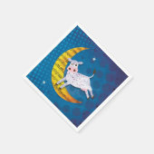 フォークアート牛が月の子供部屋韻の上に飛んだ スタンダードカクテルナプキン (角)