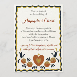 フォークアート結婚式招待状 招待状