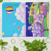 フォークアート絵画ズ – ハッピーシーサイド キッチンタオル (折り畳み)