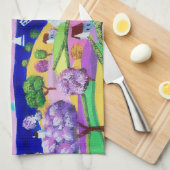 フォークアート絵画ズ – ハッピーシーサイド キッチンタオル (四つ折り)