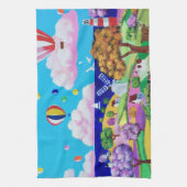 フォークアート絵画ズ – ハッピーシーサイド キッチンタオル (縦)