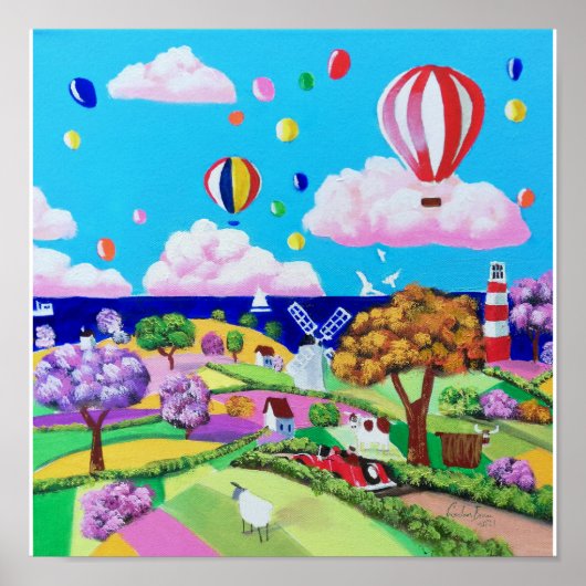 フォークアート絵画ズ – ハッピーシーサイド ポスター (正面)