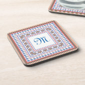 フォークアート縁どスタイルコースターセット コースター (左側)