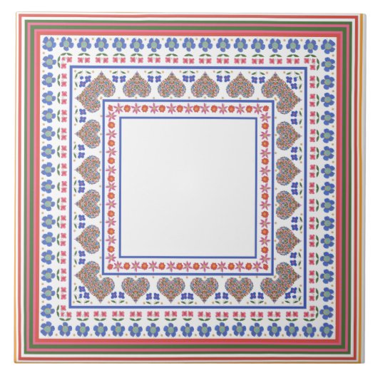 フォークアート縁どスタイルセラミックカスタマイズタイル タイル (正面)