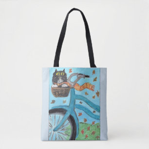 フォークアート自転車ユニークおもしろい絵を描ズ トートバッグ