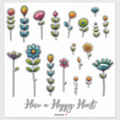 フォークアート花とことわざ(14インチ:サイズ1.3インチ~6.6インチ) シール (シート)