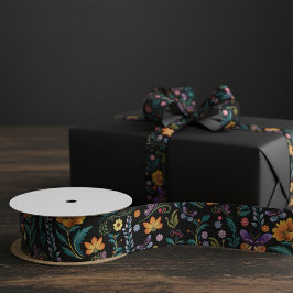 フォークアート花と蝶 サテンリボン