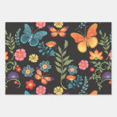 フォークアート花と蝶 ラッピングペーパーシート (正面3)