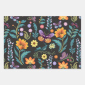 フォークアート花と蝶 ラッピングペーパーシート (正面2)