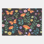 フォークアート花と蝶 ラッピングペーパーシート (正面)