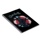 フォークアート花模様イン開花 ノートブック (右側)